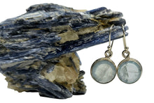 Load image into Gallery viewer, Round Faceted Aquamarine Earrings, March Birthstone, Sterling Silver, 7.5 carats, Courage &amp; Communication Gemstone