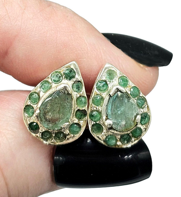 Vintage style Emerald Studs, Sterling Silver, May Birthstone, Stone of Inspiration, Memory Stone, Infinite patience, Green Gem - GemzAustralia 