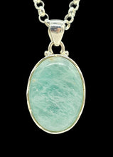 Load image into Gallery viewer, Peruvian Amazonite Pendant, Sterling Silver, Natural glowing seafoam blue green colour, amazing natural Gemstone
