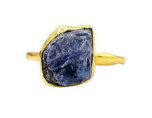 Load image into Gallery viewer, Blue Sapphire Ring, Size 7, 14k Gold Plated Sterling Silver, Raw Sapphire, September Birthstone