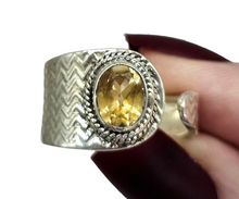 Load image into Gallery viewer, Citrine Ring, Adjustable Size, Sterling Silver, Oval Faceted, November Birthstone, Abundance Gemstone, Success Stone, Natural Gemstone