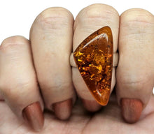 Load image into Gallery viewer, Divine Baltic Amber Ring, Triangle Shaped, Adjustable, Millions of years old, Sterling Silver, Fossilized Tree Resin