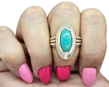 Load image into Gallery viewer, Blue Turquoise Ring, Size 8.25, Sterling Silver, Oval Shaped, Protection Stone, Love Rock, December Birthstone
