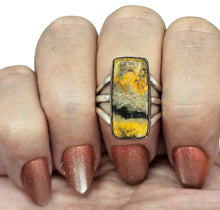 Load image into Gallery viewer, Rectangle Bumblebee Jasper ring, Size P 1/2, Sterling Silver, Eclipse Jasper, Yellow, Orange &amp; Black Gemstone, New Beginnings