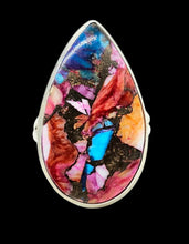 Load image into Gallery viewer, Oyster Turquoise with Pink Opal Ring, Size 9.75, Pear Shaped, Sterling Silver, Love Stone, Heart Chakra, Courage Stone