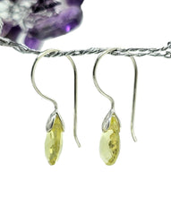 Load image into Gallery viewer, Teardrop Lemon Quartz Earrings, Checkerboard Faceted, Sterling Silver, Joy Gemstone, Confidence Stone - GemzAustralia 