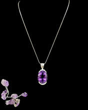 Load image into Gallery viewer, AAA Amethyst Pendant, 25 carats, Oval Shaped, Sterling Silver, February Birthstone, Spiritual Stone, Natural Gemstone, Deep Purple Amethyst