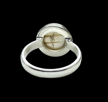 Load image into Gallery viewer, Golden Rutile Ring, Size 7.5, Rutilated Quartz, Sterling Silver, Round Cabachon, Angel Hair, Past Life Gemstone, Genuine - GemzAustralia 