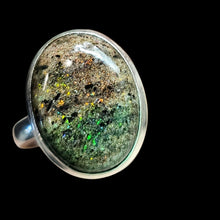 Load image into Gallery viewer, Matrix Opal Ring, Size 8, Sterling Silver, Green, Gold, Orange, Red Colours, October Birthstone, Spontaneity &amp; Love Stone