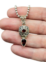 Load image into Gallery viewer, Vintage Style Garnet Pendant, Sterling Silver, January Birthstone, 2nd Anniversary Stone