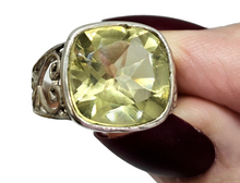 Load image into Gallery viewer, Lemon Quartz Heart Ring, Size P 1/2, Sterling Silver, 9 carats, Cushion Faceted, Powerful Gemstone, Mental Clarity