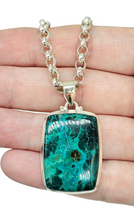 Load image into Gallery viewer, Chrysocolla Pendant, Rectangle Shaped, Sterling Silver, Turquoise Green Blue Gem, Communication Stone, Serenity Stone
