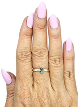 Load image into Gallery viewer, Faceted Moldavite Ring, Size 8, Sterling Silver, Meteorite Stone, Forest green / Olive green Gem, Holy Grail Stone - GemzAustralia 