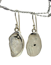 Load image into Gallery viewer, Raw Rainbow Moonstone Earrings, Sterling Silver, June Birthstone
