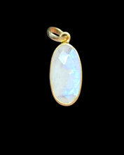 Load image into Gallery viewer, Rainbow Moonstone Pendant, Gold Plated Sterling Silver, Oval checkerboard Facet, Goddess Stone, Psychic Protection