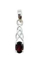 Load image into Gallery viewer, Celtic Garnet Pendant, Sterling Silver, January Birthstone, Oval Shaped, Aquarius Zodiac Stone, Inspires Love &amp; Devotion - GemzAustralia 