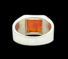 Load image into Gallery viewer, Square Signet Carnelian Ring, Size 8, Sterling Silver, Orange Gemstone, Artist's Stone, Warm Vibrant Gem, Confidence Gemstone, Masculine