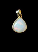 Load image into Gallery viewer, Pear Ethiopian Opal Pendant, Sterling Silver, 18K Gold Plated, October Birthstone, Aura Gem, Psychic Gemstone - GemzAustralia 
