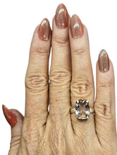 Load image into Gallery viewer, 13 carat Rectangle Ametrine Ring, Size 7, Sterling Silver, mix of Amethyst &amp; Citrine, Trystine Crystal, Bolivianite, Stone of Balance