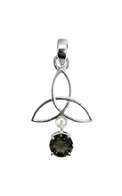 Load image into Gallery viewer, Smoky Quartz Pendant, Celtic Knot, Sterling Silver, Protection Stone, lucky Gem, Grounding Stone, Anchoring Gemstone - GemzAustralia 