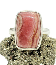 Load image into Gallery viewer, Rhodochrosite Ring, Rectangle Shaped, Size 10, Sterling Silver, Rosa Del Inca Gemstone, Raspberry Pink Crystal, Compassionate Heart Stone