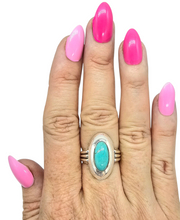 Load image into Gallery viewer, Blue Turquoise Ring, Size 8.25, Sterling Silver, Oval Shaped, Protection Stone, Love Rock, December Birthstone