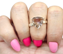 Load image into Gallery viewer, Trillion Ametrine Ring, Size 9, Sterling Silver, Combination of Amethyst &amp; Citrine, Trystine Crystal, Bolivianite, Stone of Balance
