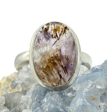 Load image into Gallery viewer, Oval Shaped Super Seven ring, Size 7.75, Melody Stone, Sterling Silver, Opens all senses, Meditation Stone