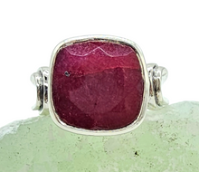 Load image into Gallery viewer, Cushion cut Ruby Ring, Size 9, 40th Anniversary Stone, 12 carats, Sterling Silver, July Birthstone, Energy Stone
