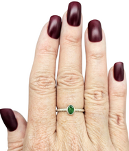 Load image into Gallery viewer, Emerald Ring, size P 1/2, Sterling Silver, May Birthstone, Oval Faceted, Natural Stone, Inspiration Stone, Action Stone
