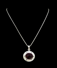 Load image into Gallery viewer, 8 carat Garnet Pendant, Sterling Silver, January Birthstone, Oval Shaped, Inspires Love &amp; Devotion, Energy Stone - GemzAustralia 