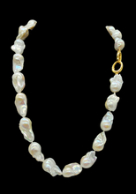 Load image into Gallery viewer, Baroque Flameball Pearl Necklace, 23 Inches, Freshwater Pearls, Gold Clasp, June Birthstone, Fireball Pearls, Bridal Jewellery - GemzAustralia 