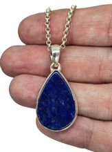 Load image into Gallery viewer, Pear Lapis Lazuli Pendant, Sterling Silver, 20 Carats, 9th Anniversary Stone, Protection, Truth &amp; Love Gem, Royal Blue Gemstone