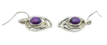 Load image into Gallery viewer, Purple Mojave Turquoise Earrings, Sterling Silver, Abstract Leaf Design, Goddess Gemstone, Protection Gemstone, Statement handcrafted