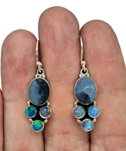 Load image into Gallery viewer, Opal Dangly Earrings, October Birthstone, Sterling Silver, Australian Opal Doublets, Love &amp; Passion Stone, Four Stone Drops, Genuine Gems