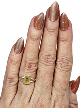 Load image into Gallery viewer, Citrine Rectangle Ring, Size 5.5, Emerald Faceted, 4 carats, Sterling Silver, November Birthstone, Money Gemstone - GemzAustralia 