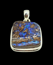 Load image into Gallery viewer, Australian Boulder Opal Pendant, Solid Opal, Australian Opal, Sterling Silver, October Birthstone, Precious Stone, Pure Energy