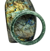 Load image into Gallery viewer, Green Jade Bangle, 61mm Diameter, Canadian Nephrite Jade, Protection Gem, Lucky Gemstone, Good Fortune Stone - GemzAustralia 