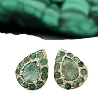 Load image into Gallery viewer, Vintage style Emerald Studs, Sterling Silver, May Birthstone, Stone of Inspiration, Memory Stone, Infinite patience, Green Gem - GemzAustralia 