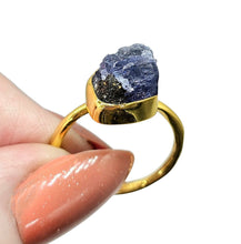 Load image into Gallery viewer, Blue Sapphire Ring, Size 7, 14k Gold Plated Sterling Silver, Raw Sapphire, September Birthstone