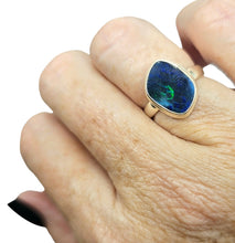 Load image into Gallery viewer, Opal Doublet Ring, Size 6.25, October Birthstone, Sterling Silver, Good Luck Stone, Blue Green Opal, 14th Anniversary Stone
