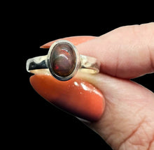 Load image into Gallery viewer, Solid Australian Black Opal Ring, Size 6, Sterling Silver, Oval Shaped, October Birthstone, Aura Gemstone, Psychic Stone, Genuine