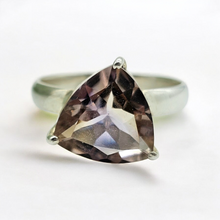 Load image into Gallery viewer, Trillion Ametrine Ring, Size 9, Sterling Silver, Combination of Amethyst &amp; Citrine, Trystine Crystal, Bolivianite, Stone of Balance