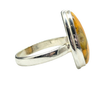 Load image into Gallery viewer, Bumblebee ring, Size P 1/2, Sterling Silver, Pear Shape, Eclipse Jasper, Fumarole Jasper, Bright Yellow, Orange &amp; Black Gemstone - GemzAustralia 