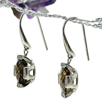 Load image into Gallery viewer, Checkerboard faceted Citrine Earrings, Sterling Silver, Rectangle Cushion Facet, Money Gemstone, November Birthstone