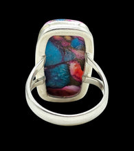 Load image into Gallery viewer, Oyster Turquoise &amp; Pink Opal Ring, Size 7, Rectangle Shaped, Sterling Silver, Organic Natural, Love Stone, Copper Turquoise
