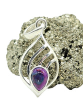 Load image into Gallery viewer, Purple &amp; Blue Mojave Turquoise Charm Pendant, Pear Shaped, Sterling Silver, Goddess Gem, Protection Stone, Powerful Stone