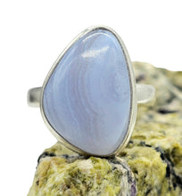Load image into Gallery viewer, Blue Lace Agate Ring, Size 8, Sterling Silver, Communication &amp; Confidence Stone, Protection Stone, Gemini and Pisces stone