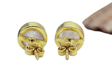 Load image into Gallery viewer, Raw Rose Quartz Studs, Gold Plated Sterling Silver, Round Shaped, Love Stone, Unconditional Love, Pink Gemstone - GemzAustralia 