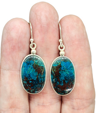 Load image into Gallery viewer, Statement Oval Chrysocolla Earrings, Sterling Silver, Rich Ocea Blue Gemstone, Communication Stone - GemzAustralia 